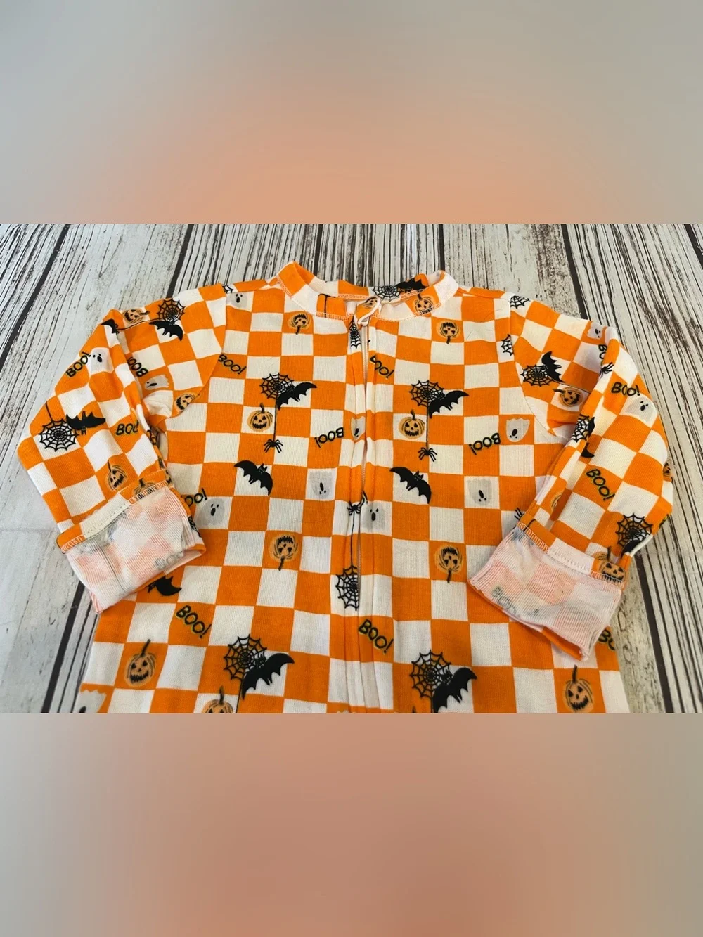 Halloween Checked Footed Pajamas Romper Boy's 3-6 Months Old Navy Fall Wear